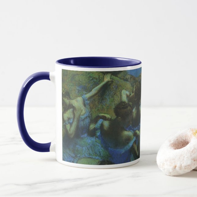 Blue Dancers by Edgar Degas, Vintage Impressionism Mug (With Donut)