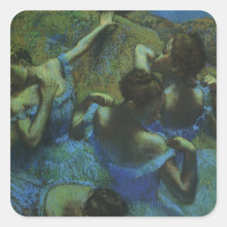 Blue Dancers by Edgar Degas, Vintage Impressionism Square Sticker