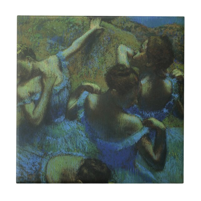Blue Dancers by Edgar Degas, Vintage Impressionism Tile (Front)