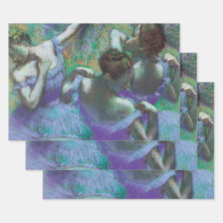 Blue Dancers by Edgar Degas, Vintage Impressionism Wrapping Paper Sheet