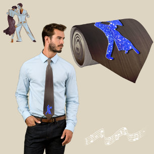 Blue Dancers Silhouettes ( faux glitter ) Tie