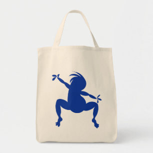 Blue Dancing Kokopelli Tote Bag