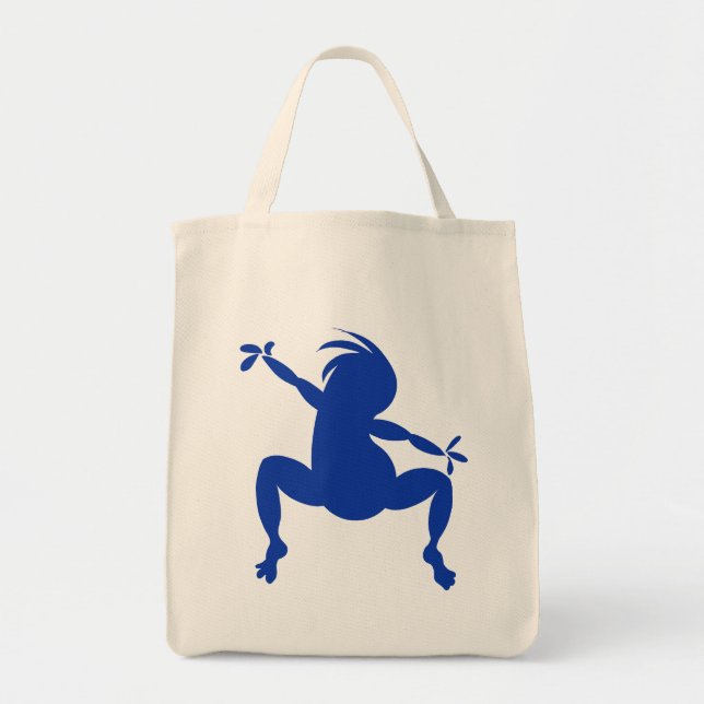 Blue Dancing Kokopelli Tote Bag (Front)