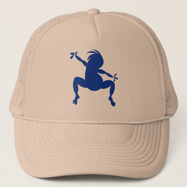 Blue Dancing Kokopelli Trucker Hat (Front)