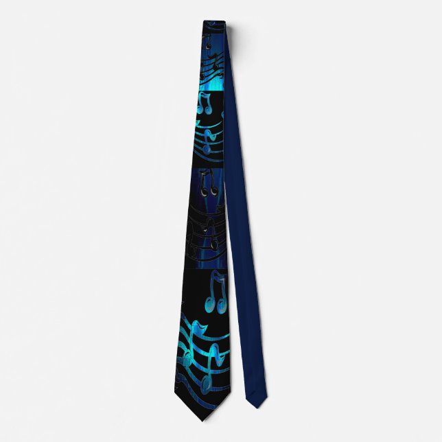 Blue dancing Music Notes Tie (Front)