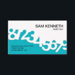 Blue Dancing Numbers Wave Math Tutor Business Card<br><div class="desc">Design features a numbers wave that demarcate the card into two halves, one white while the other is blue. Over at the top lies your prestigious name and job title. Southwards to the base are the contact details. Overleaf, details are at the center of the card. At the top is...</div>
