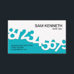Blue Dancing Numbers Wave Math Tutor Business Card<br><div class="desc">Design features a numbers wave that demarcate the card into two halves, one white while the other is blue. Over at the top lies your prestigious name and job title. Southwards to the base are the contact details. Overleaf, details are at the center of the card. At the top is...</div>