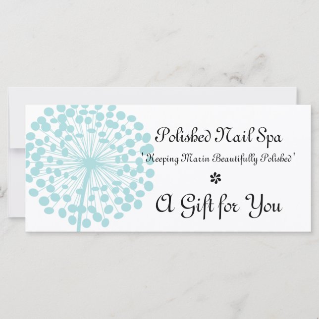Blue Dandelion Flower Gift Certificate (Front)