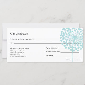 Blue Dandelion Flower Gift Certificate Design 4