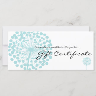Blue Dandelion Flower Gift Certificate Design 4b