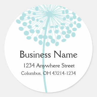 Blue Dandelion Flower Round Address Labels