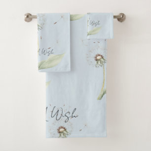 Blue Dandelion Flowers Wish Bath Towel Set