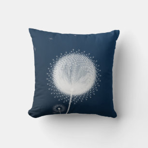 Blue Dandelion Fluff Decorative Throw Pillow