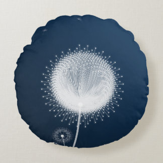 Blue Dandelion Fluff Decorative Throw Pillow