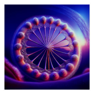 Blue Dandelion Fractal Poster