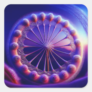 Blue Dandelion Fractal Square Sticker