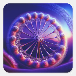 Blue Dandelion Fractal Square Sticker