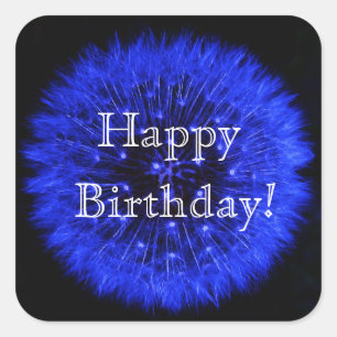 Blue Dandelion Happy Birthday Sticker
