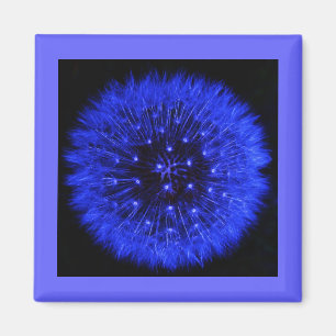 Blue Dandelion Puff Design Magnet