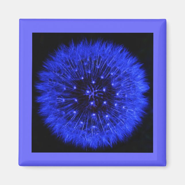 Blue Dandelion Puff Design Magnet (Front)