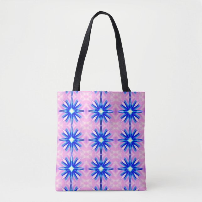 blue dandelion starburst pattern tote bag (Front)
