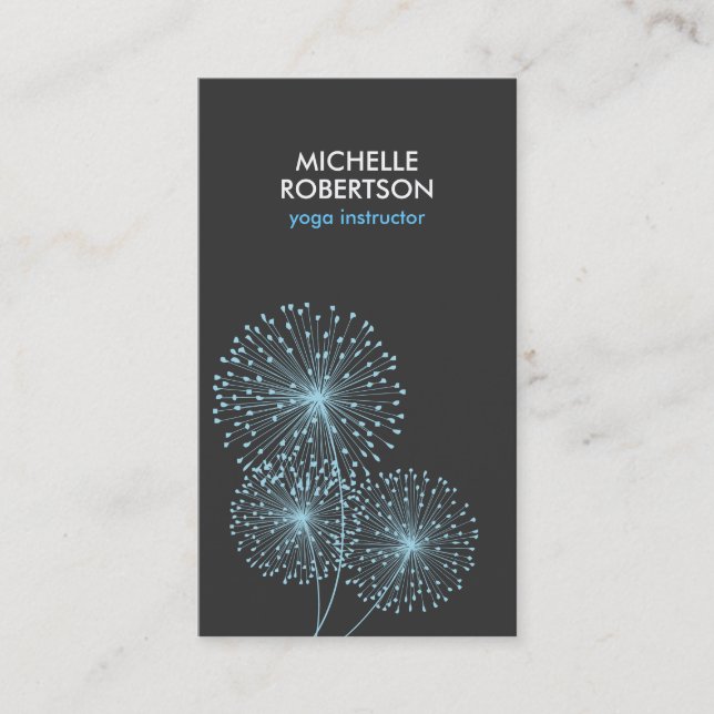 BLUE DANDELIONS II YOGA TEACHER, YOGA INSTRUCTOR BUSINESS CARD (Front)