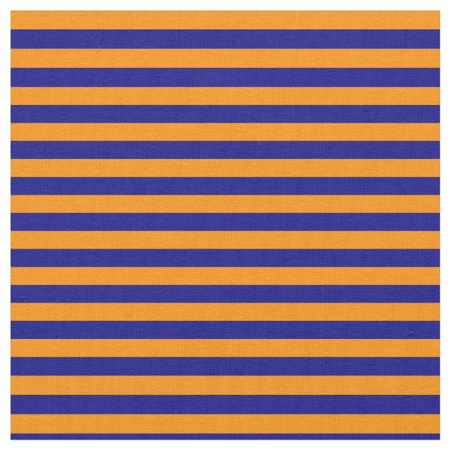 Blue & Dark Orange Stripes Pattern Fabric (Close Up)