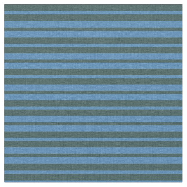 Blue & Dark Slate Grey Coloured Striped Pattern Fabric (Close Up)