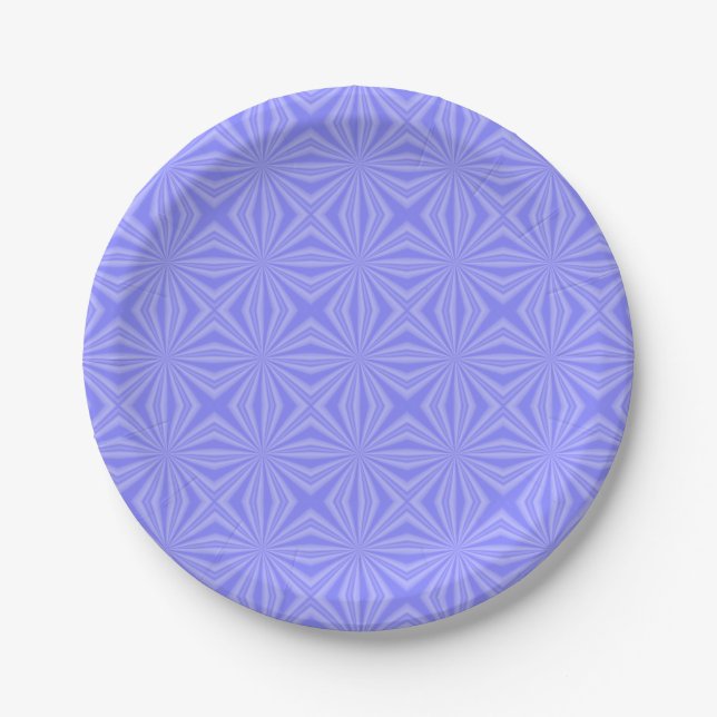 Blue Dark Squiggly Squares Paper Plate (Front)