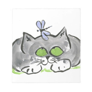 Blue Darning Needle and Grey Kitten Notepad