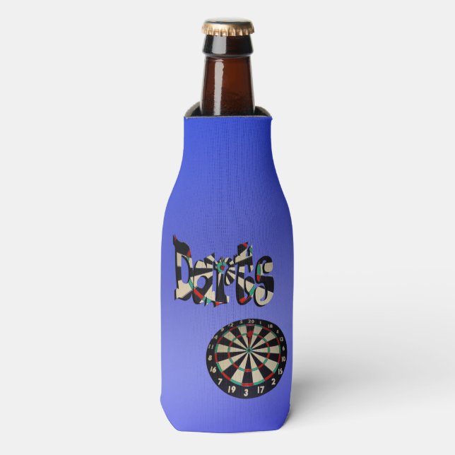 Blue Darts Logo Dartboard Design, Bottle Cooler (Bottle Front)