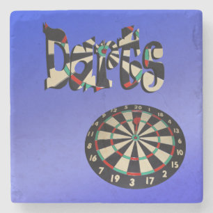 Blue Darts Logo Dartboard Design, Stone Coaster