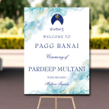 Blue Dastar bandi welcome sign board 