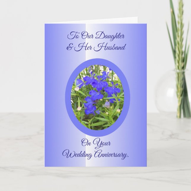 Blue Daughter Husband Personalised Anniversary Card (Front)