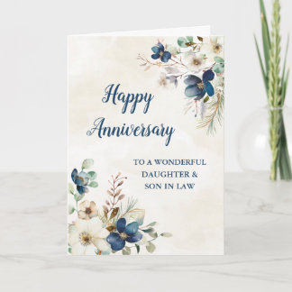 Blue Daughter & Son in Law Wedding Anniversary Card