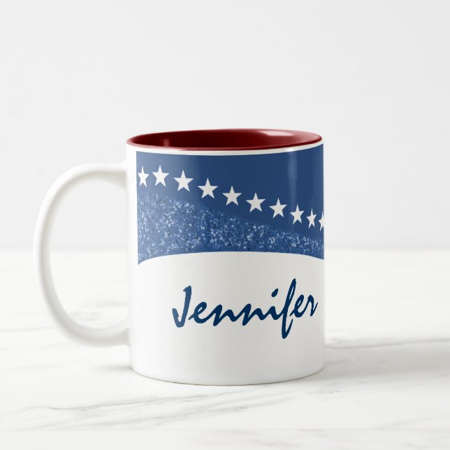 Blue Dazzling Star Curves Mug (Left)