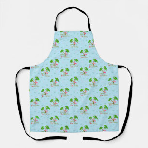 Blue Deck The Palms Tropical Christmas Santa Flami Apron
