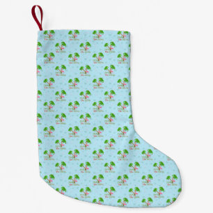 Blue Deck The Palms Tropical Christmas Santa Flami Small Christmas Stocking