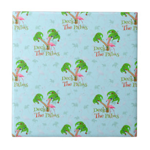 Blue Deck The Palms Tropical Christmas Santa Flami Tile