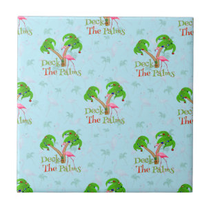 Blue Deck The Palms Tropical Christmas Santa Flami Tile