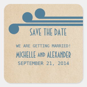 Blue Deco Chic Save the Date Stickers