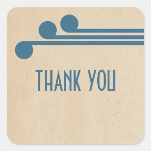 Blue Deco Chic Thank You Stickers