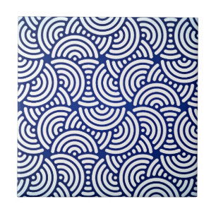 Blue Deco Japanese Curve Tile