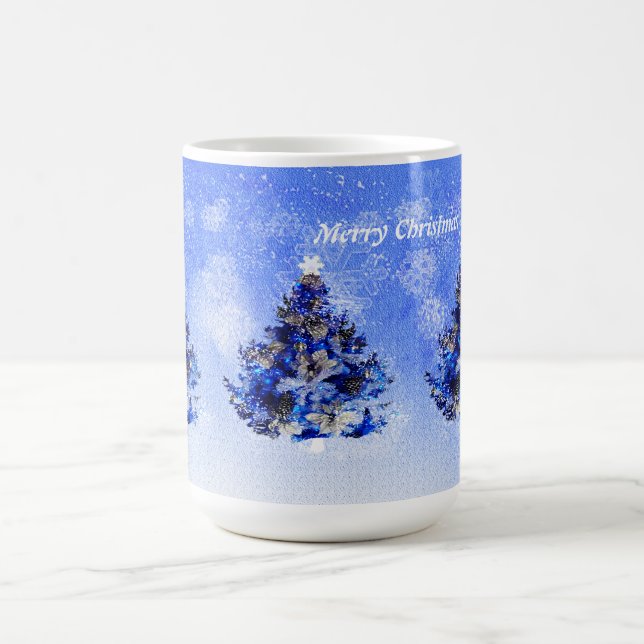 Blue decorated Chistmas tree Coffee Mug (Center)