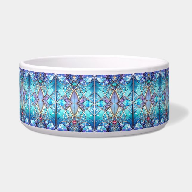 Blue Decorative Ceramic Pet Bowl (Front)