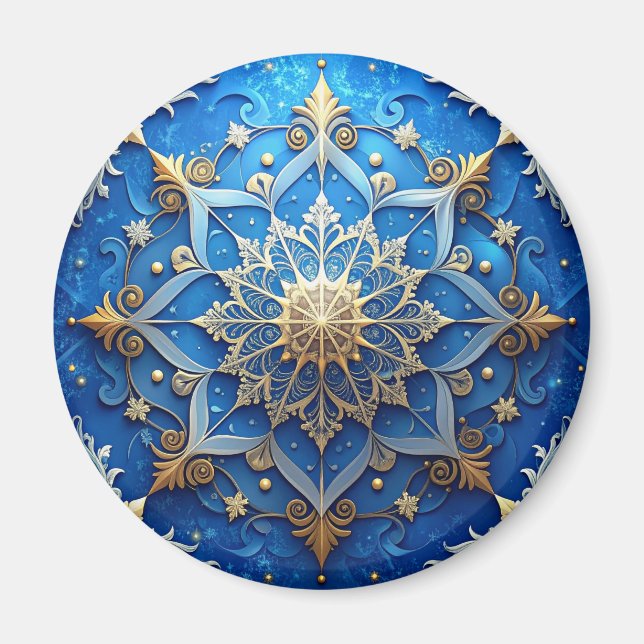 Blue Decorative Christmas Holiday Magnet (Front)