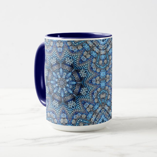 Blue Decorative Christmas Holiday Mug (Front Left)