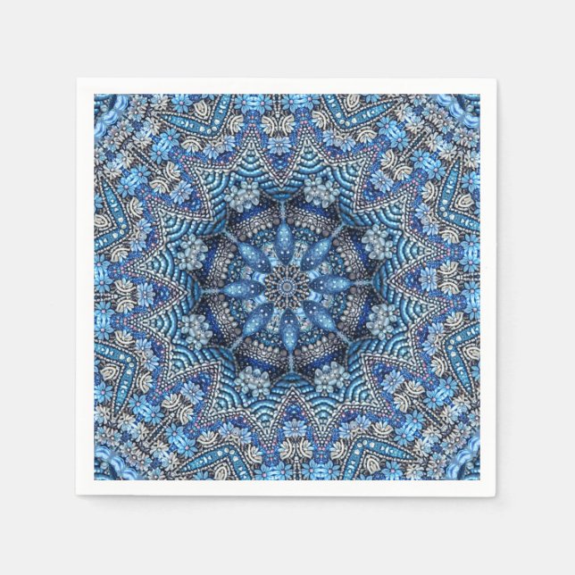Blue Decorative Christmas Holiday Napkin (Front)