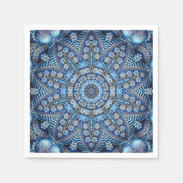 Blue Decorative Christmas Holiday Napkin (Front)