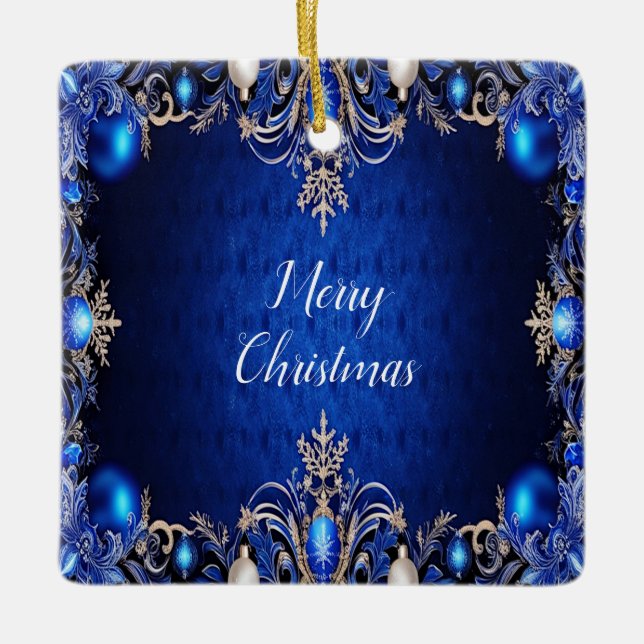 Blue Decorative Christmas Holiday Ornament (Front)